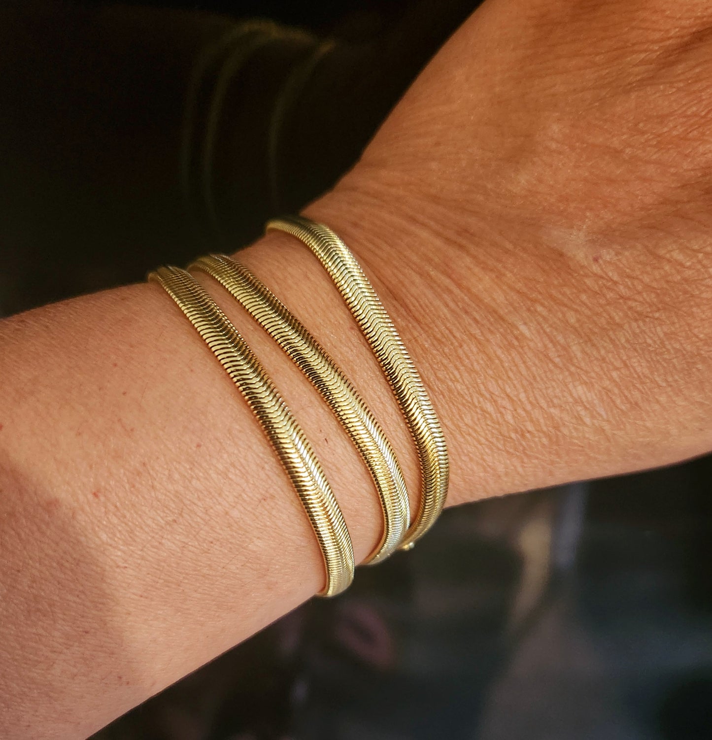 18K Gold-Filled Ipanema Snake Chain Bracelet (set of 3) - 0293